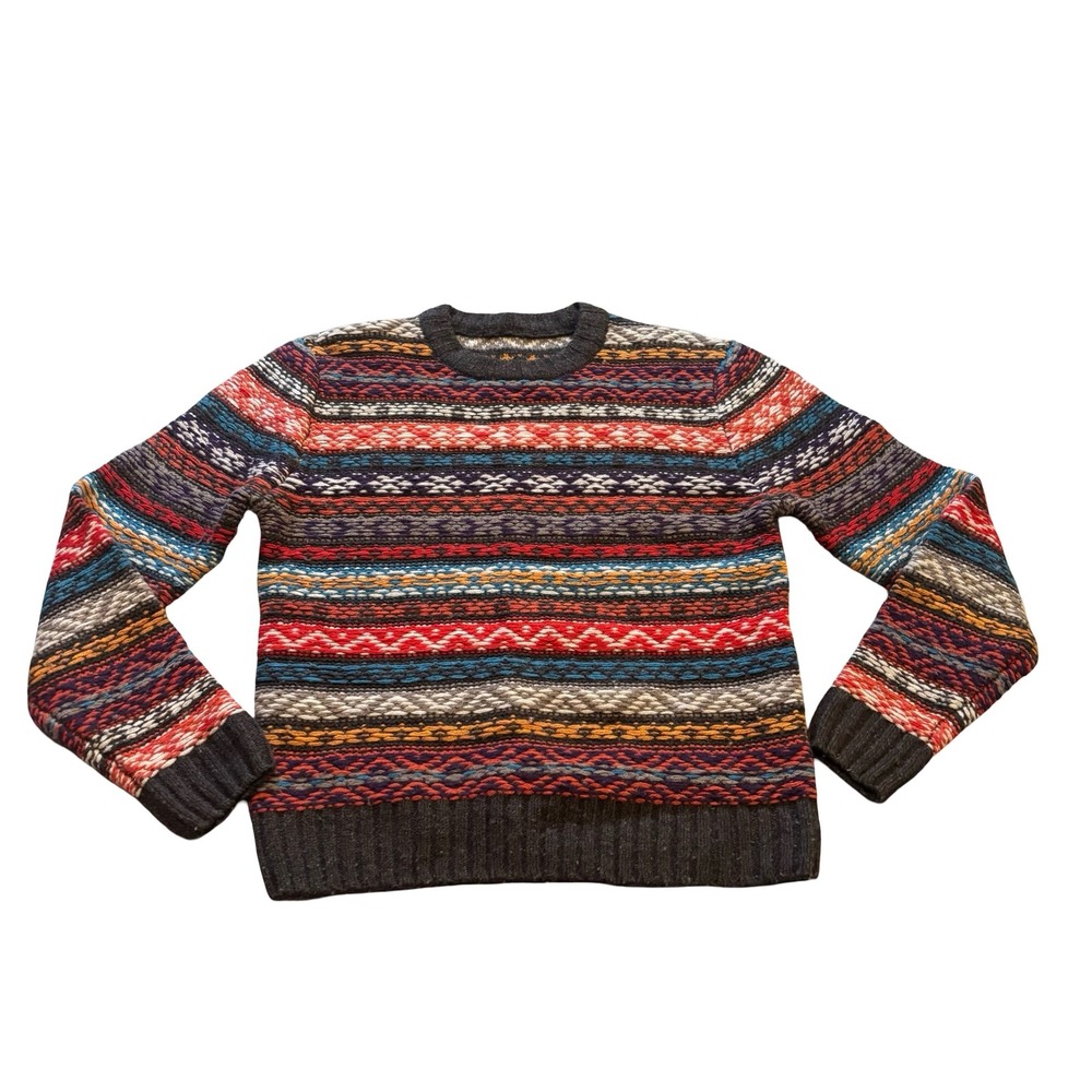Todd Snyder Mens Fair Isle‎ Crewneck Sweater Multi Color Knit Geometric Wool